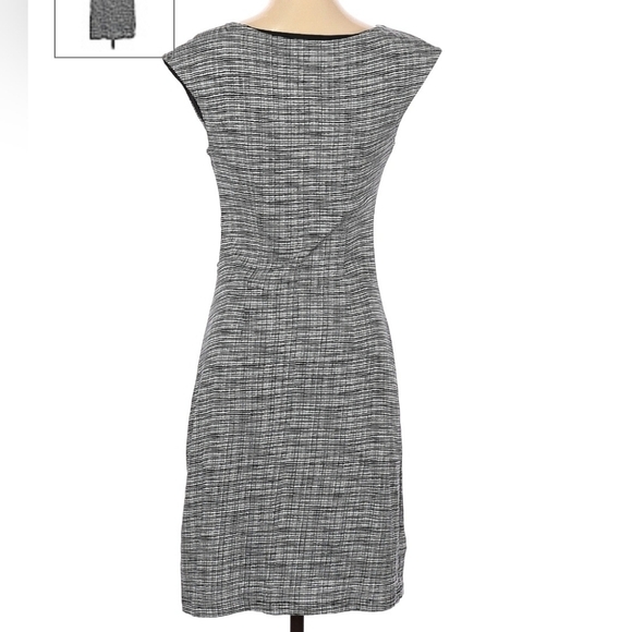 LOFT Black White Sheath Dress Cap Sleeves Gathered Side Waist Women's Small S - Picture 10 of 12